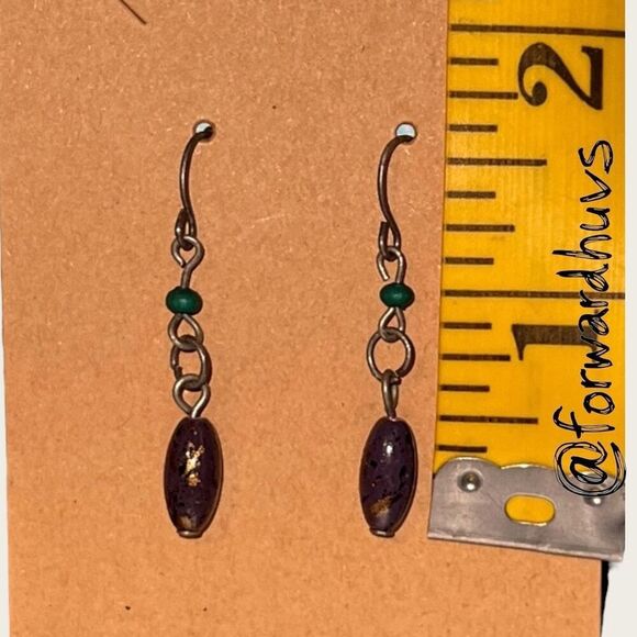 Bundle Sale 3 for $15 | Purple & Turquoise Beaded Dangle Earrings - Picture 7 of 8